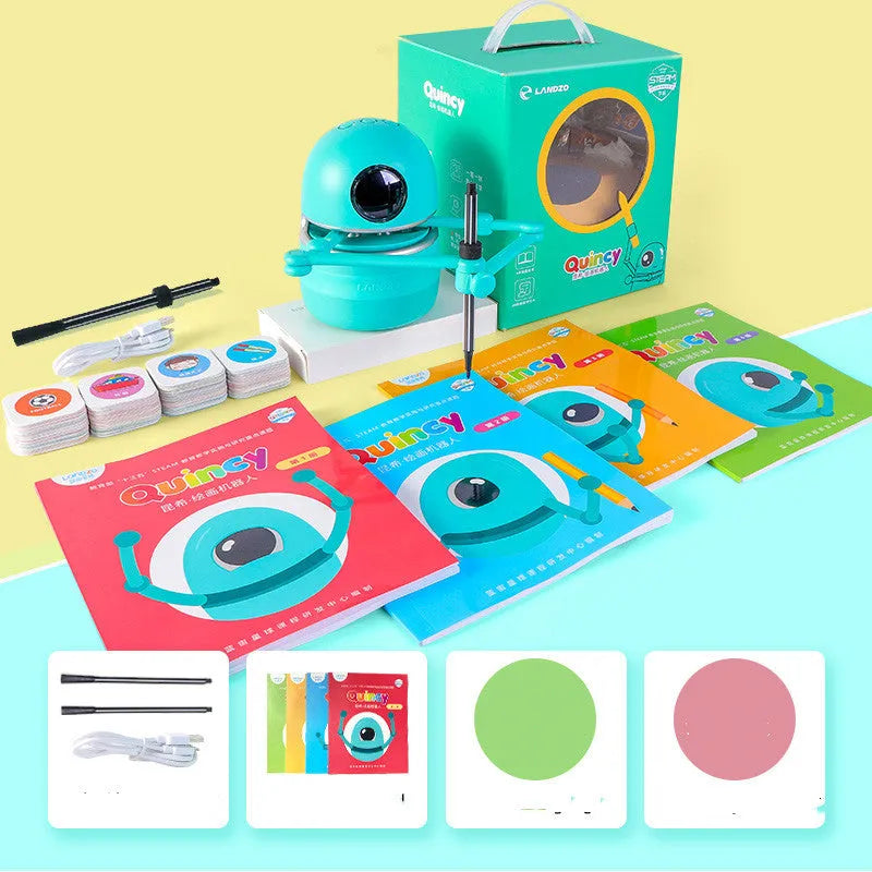 Painting robot for kindergarten children students with suction cup base and learning cards