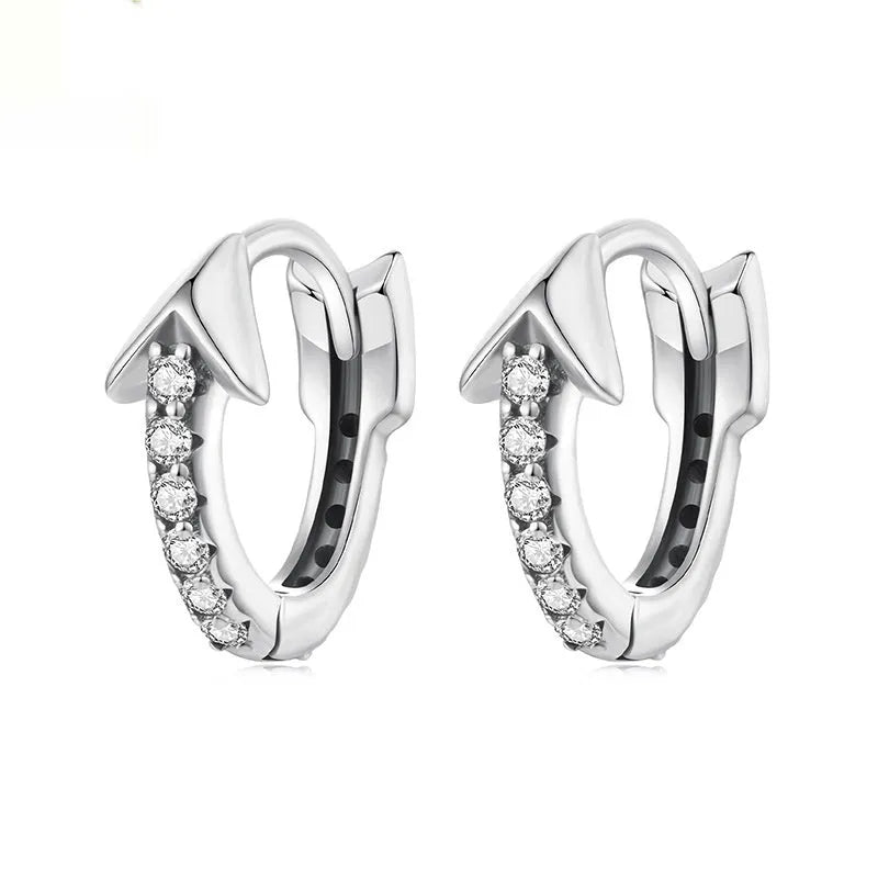 S925 sterling silver earrings with inlaid zircon, simple unisex style, SCE1972 colour