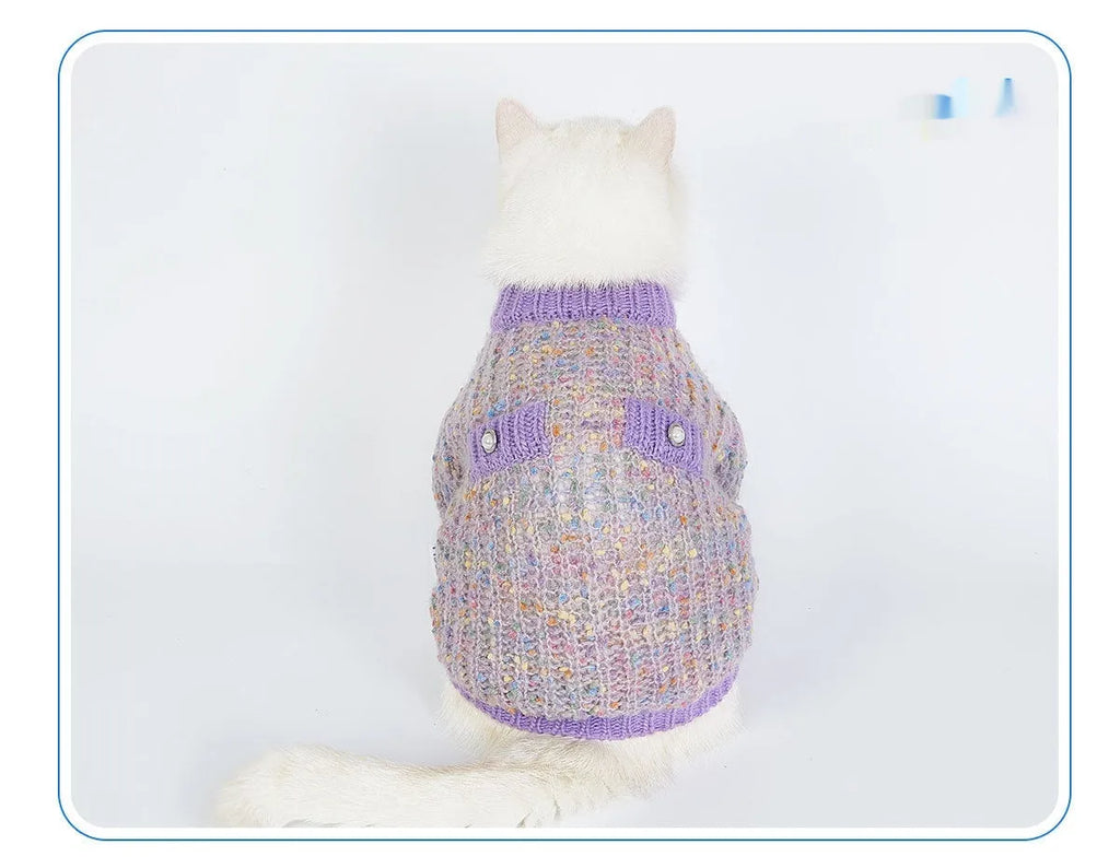 Purple polyester dog cardigan sweater for XL and XXL sized pets