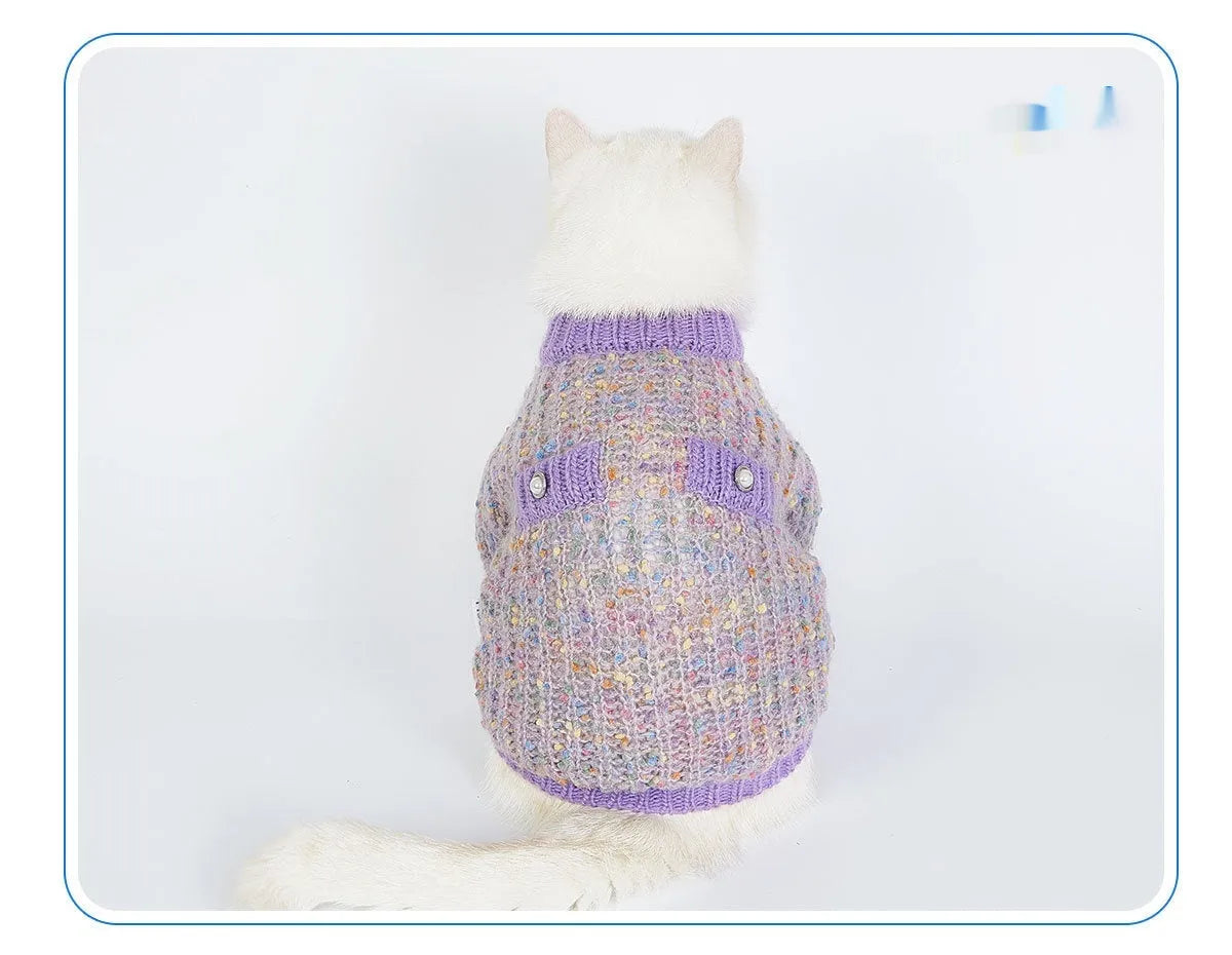 Purple polyester dog cardigan sweater for XL and XXL sized pets