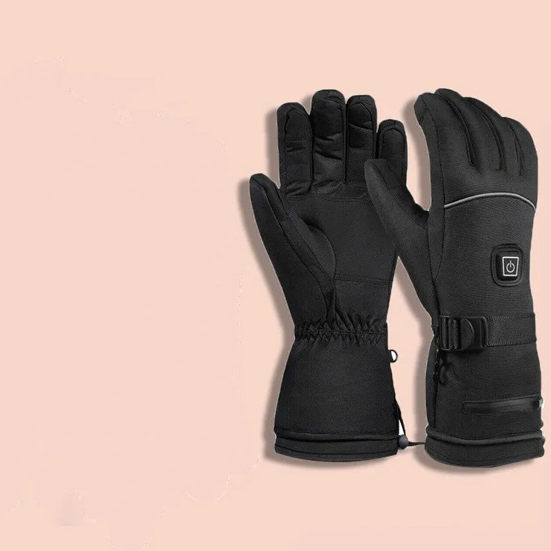 Thickened warm electric heating gloves in solid colour, leather material, separate finger design, unisex size M L XL