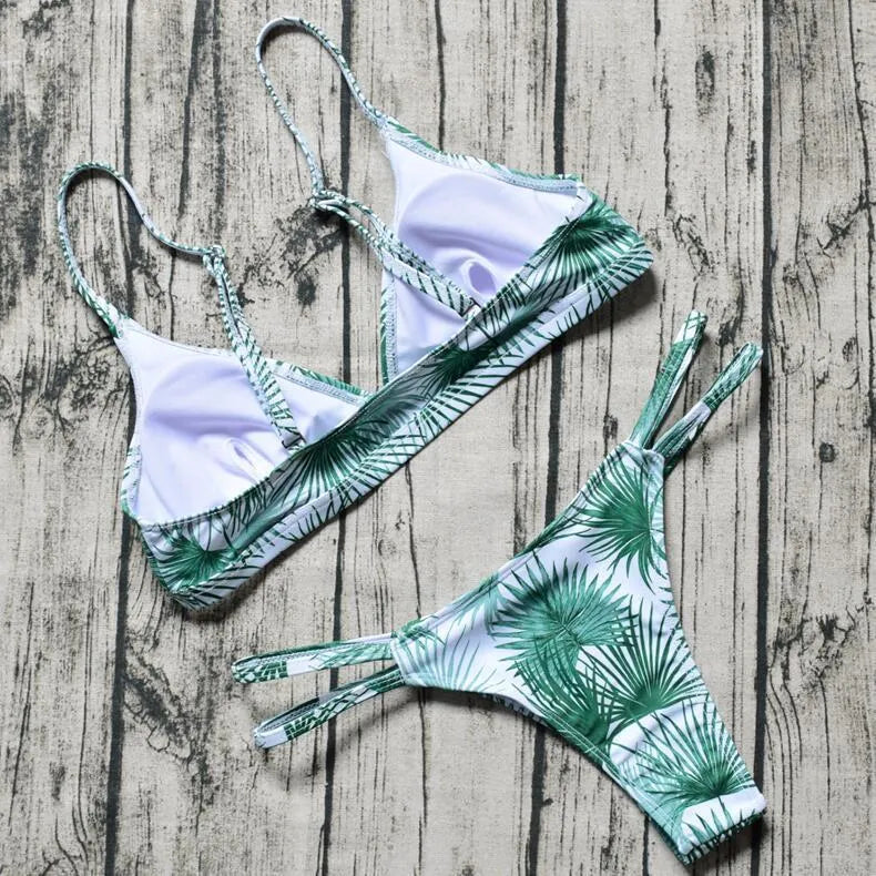 Women's push up micro bikini set with removable padded cups in multiple sizes for summer swimming
