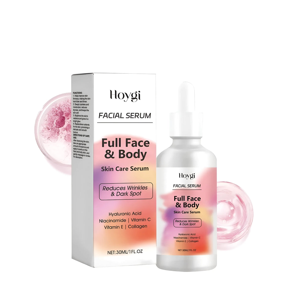 30ml light spot anti wrinkle brightening liquid serum with nicotinamide, hyaluronic acid, and collagen