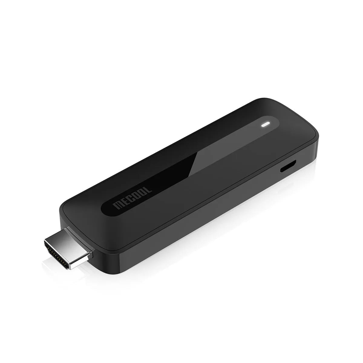 Black Android 4K network player S905Y4 with Bluetooth remote control on desk