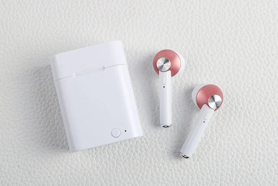 Sports Bluetooth wireless headset with earbuds in black, silver, gold, red or rose gold