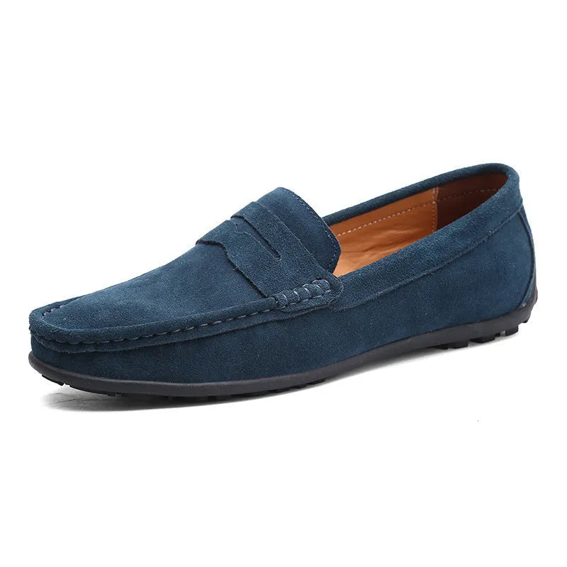 Men's British plus size Tods casual shoes in suede leather with rubber sole and round toe design