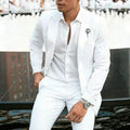 White slim fit men's two-piece suit for wedding groomsmen and spring formal events