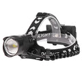 Black USB rechargeable zoom headlight with telescopic lens and aluminium alloy body