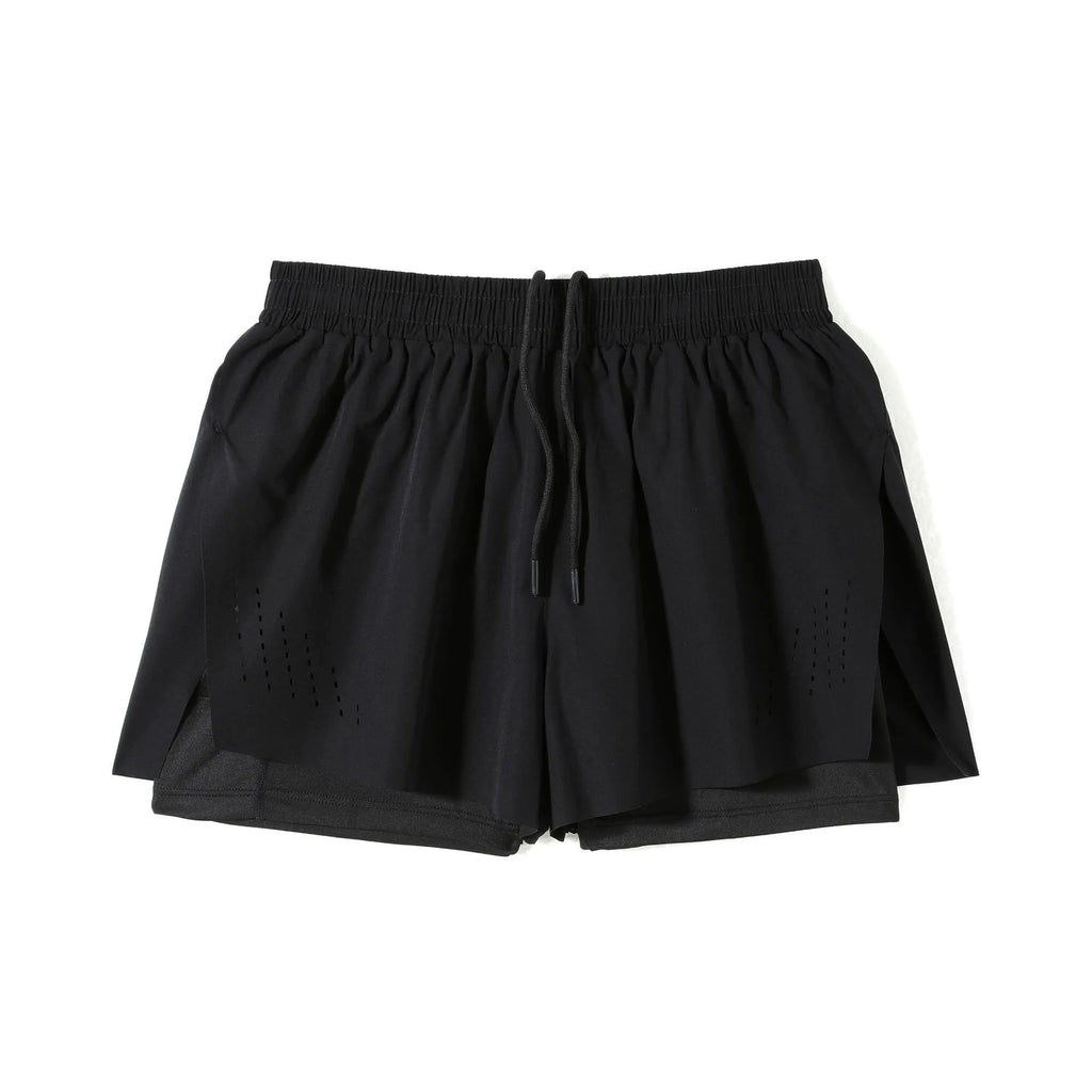 Men's nylon sports shorts with side-slit design in turmeric yellow colour