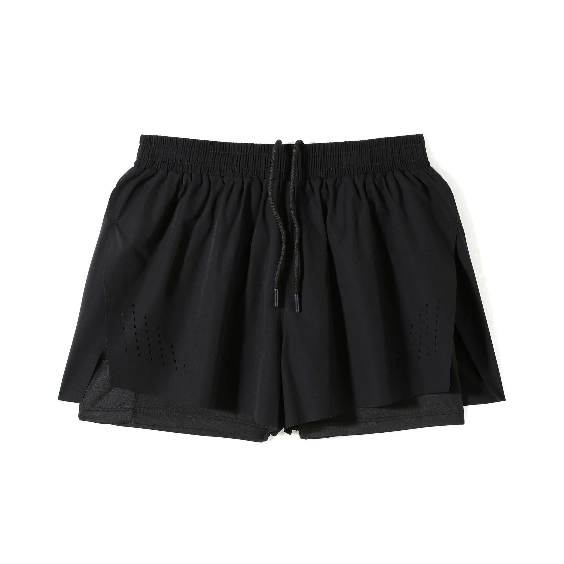 Men's nylon sports shorts with side-slit design in turmeric yellow colour
