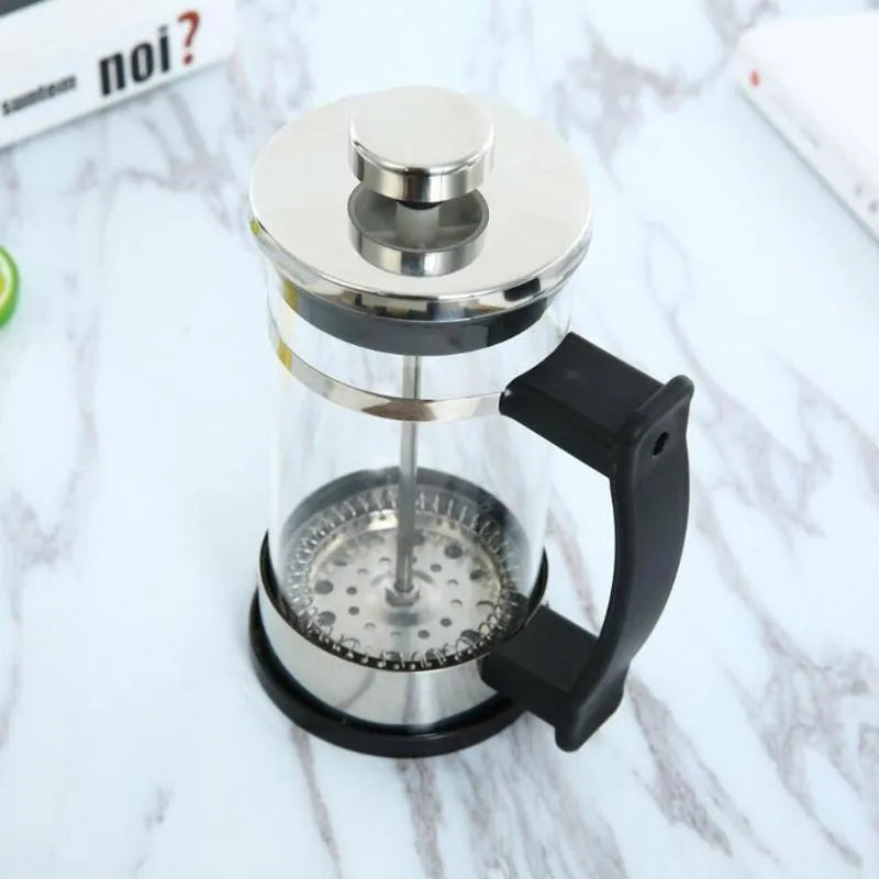 Compact stainless steel and glass pour-over coffee maker with 350ml carafe