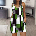 Sleeveless V-neck jumpsuit in Army Green with an inner pocket, laid flat.