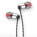 Black in-ear wired headphones with microphone, showing 3.5mm plug and 1.2m TPE cable