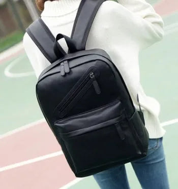 PU men's shoulder bag casual square vertical section double strap soft handle black