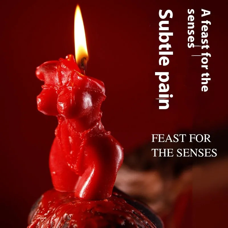 A low temperature soy wax massage candle in a choice of rose red, spring pink, or lilac purple.