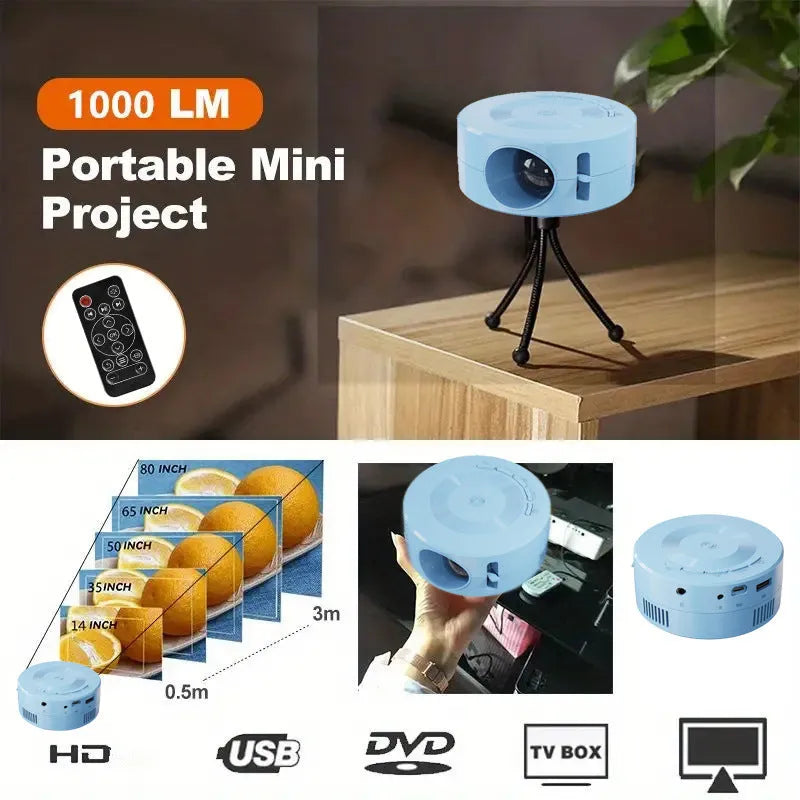 Portable black plastic 1080p USB wired projector for mobile phone screen mirroring