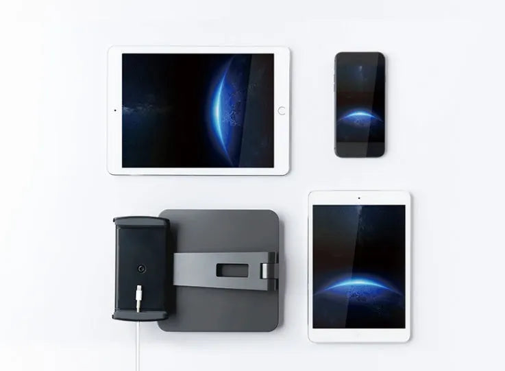 Folding aluminium desktop phone and tablet stand with 360-degree rotation