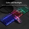 Russian USB wired backlit keyboard and mouse set in black with multimedia keys and cable