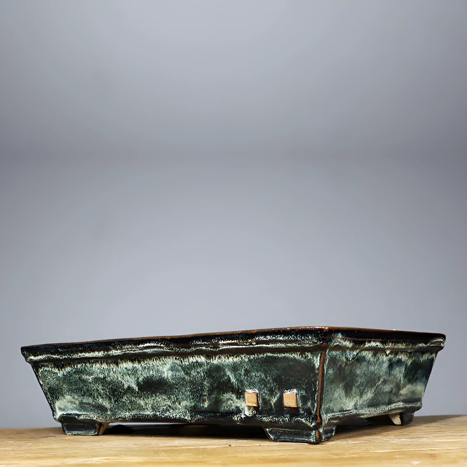 Dark green ceramic square glaze flower pot with classical style for indoor plant display