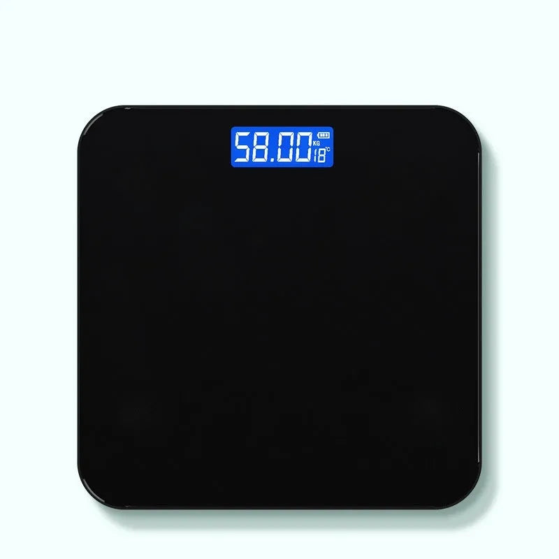Electronic body scale with cross pattern in black, rose red, or white colours with USB charging