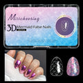 Box of 3D scale long shaping artificial nail tips for stiletto and coffin nail art designs.