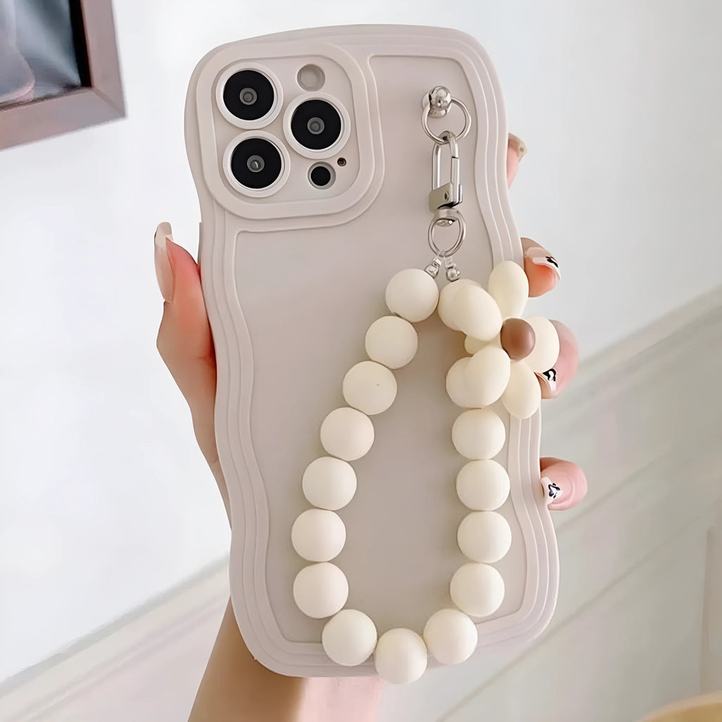 Little Flower Lanyard White TPU phone case for Apple iPhone with lanyard attached