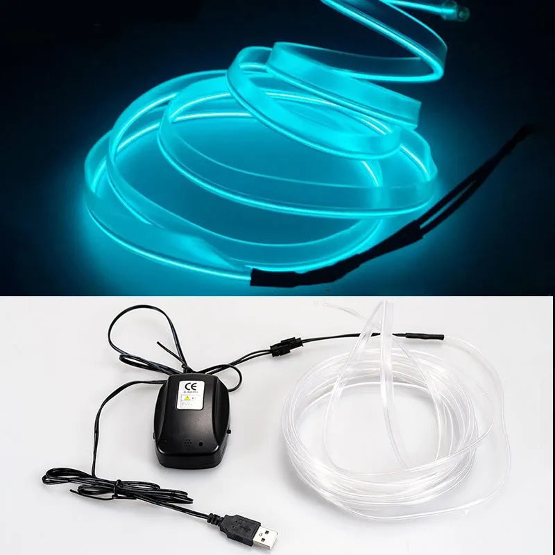 USB voice-activated EL ambient light in multiple colours for car dashboard