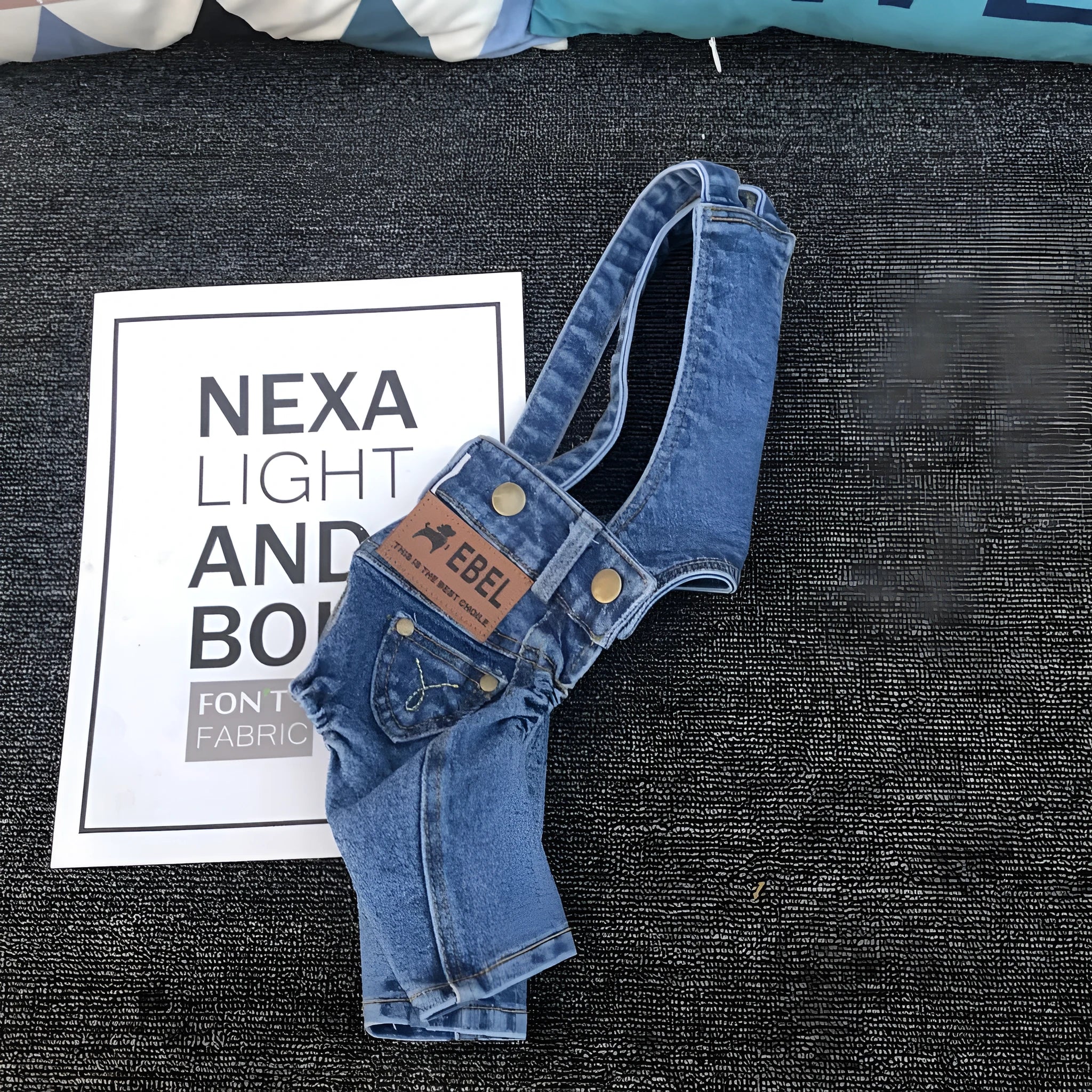 All-match denim suspender dog pants for small to extra-large dogs, light blue and dark blue options