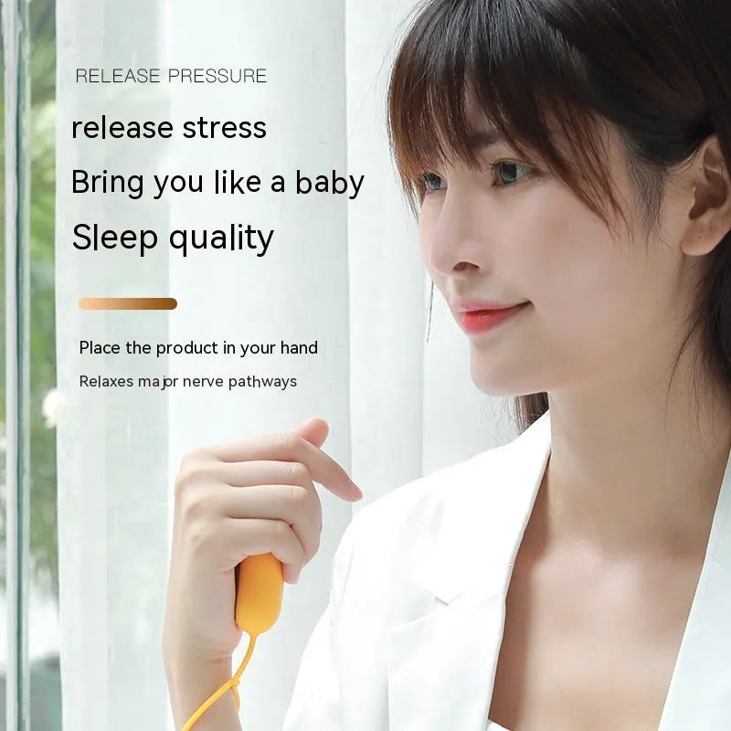 Intelligent hand grip insomnia help device with remote control in spring dawn bright blue colour.