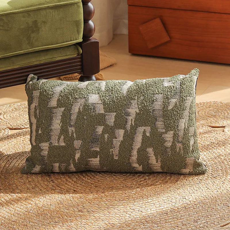 45cm square jacquard floral cushion cover in a Nordic-style pattern on a sofa.
