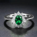 Blue moissanite women's ring with electroplated copper floral design and inlaid zirconium details