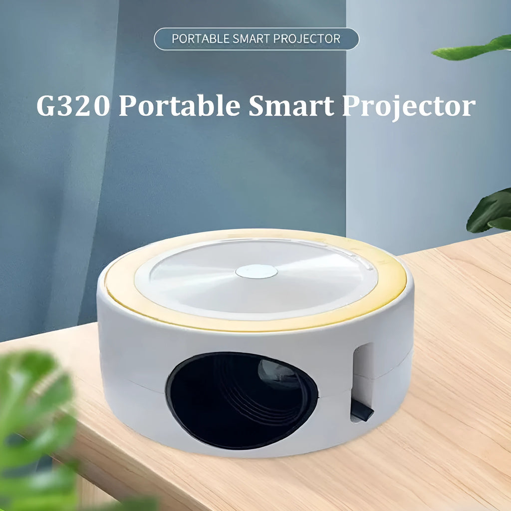 YT200 compact LED projector in black colour with remote control and USB cable