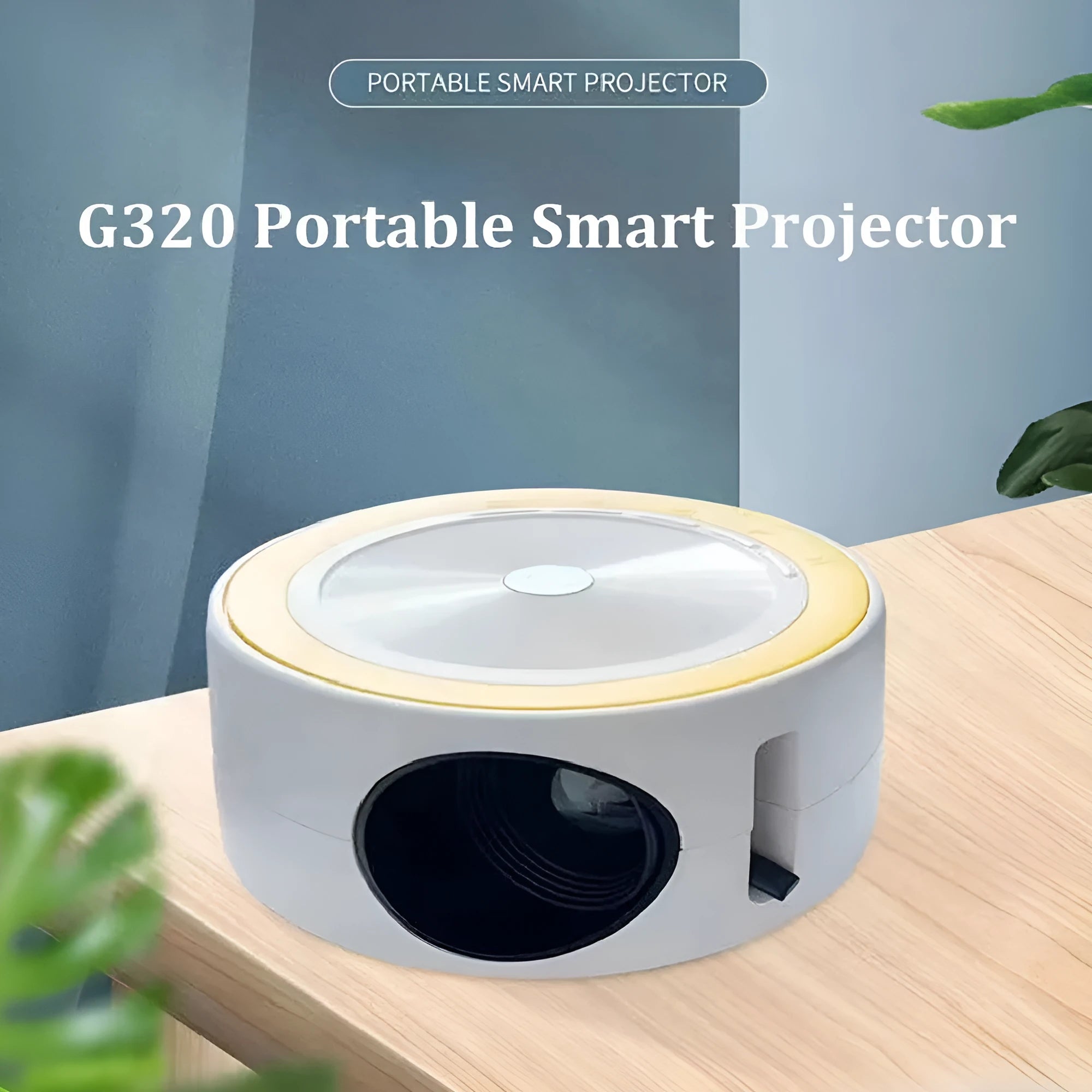 YT200 compact LED projector in black colour with remote control and USB cable