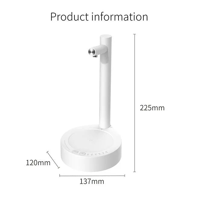 Desktop bottled water automatic pumping device with rechargeable 1800mAh battery in black and white ABS shell