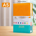 A5 imitation leather schedule book with waist seal and double stitching, one page per day notebook in four colours