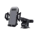 Black car dashboard phone holder with adjustable clip for smartphones 4-7 inches wide
