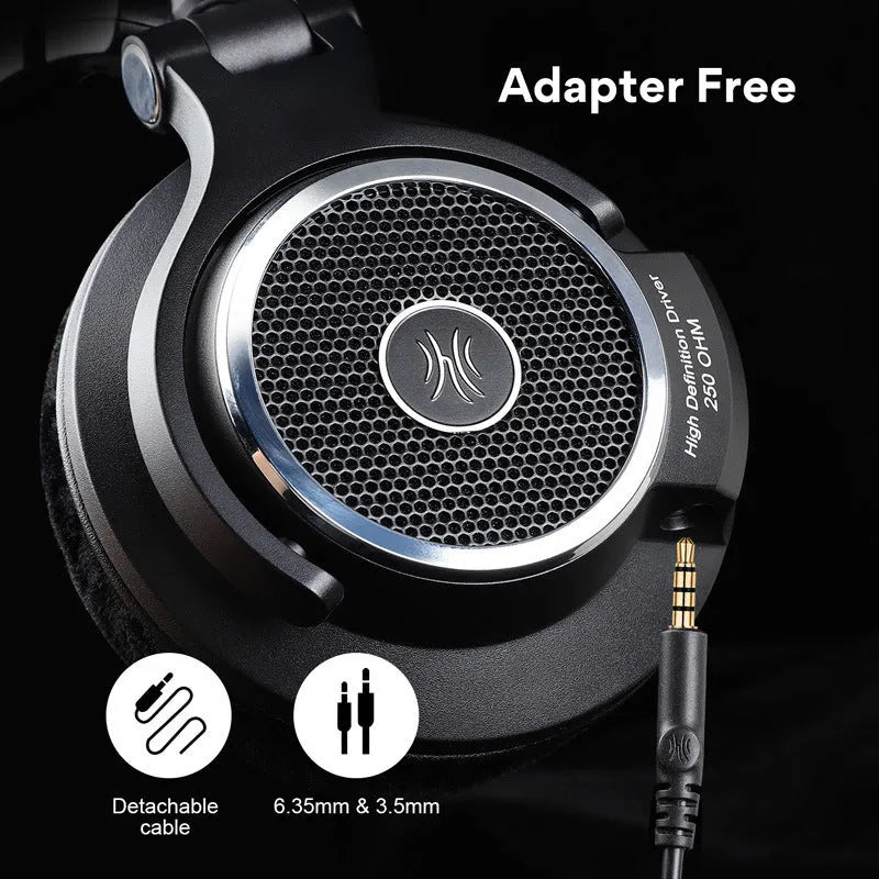 Wired monitor headset M80 with 40mm driver, noise reduction, 3m cable, and dual plug for studio DJ phone use