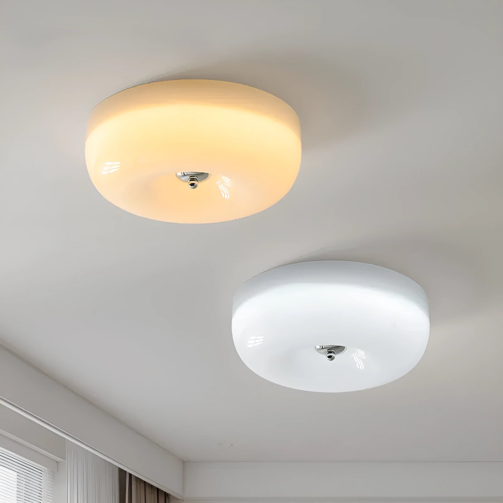 Cream coloured American style bedroom ceiling light with a three-colour light function.