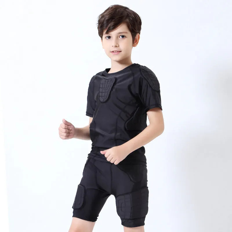 Children's anti-collision basketball bodysuit and cycling set in Lycra and polyester, black pink purple yellow, sizes YS to YXL