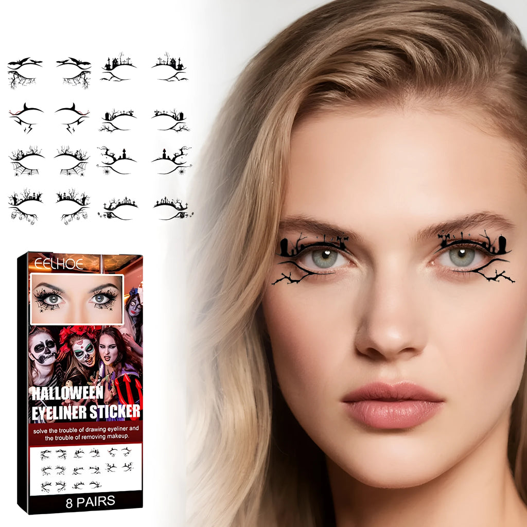 Bat and spider eyeliner sticker transfer decals for gothic Halloween makeup