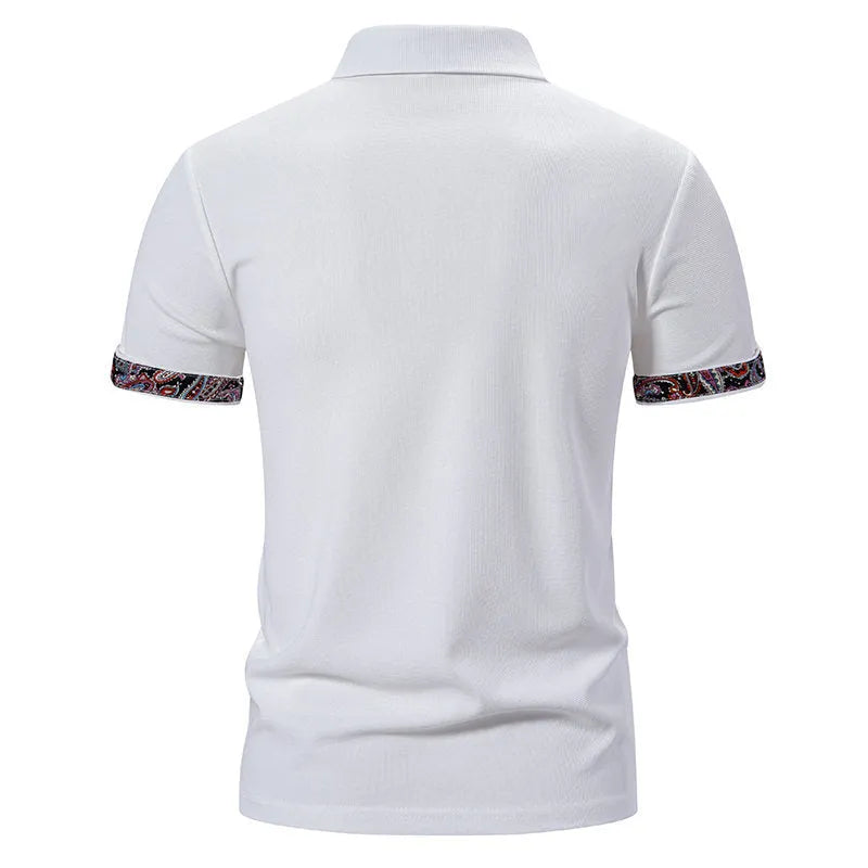 Men's classic polo shirt in cotton blend fabric with short sleeves and turnover collar.