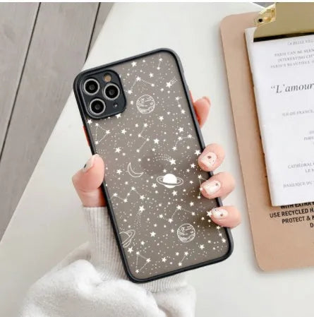Star Universe skin sensation shell phone case in black and white for various iPhone models