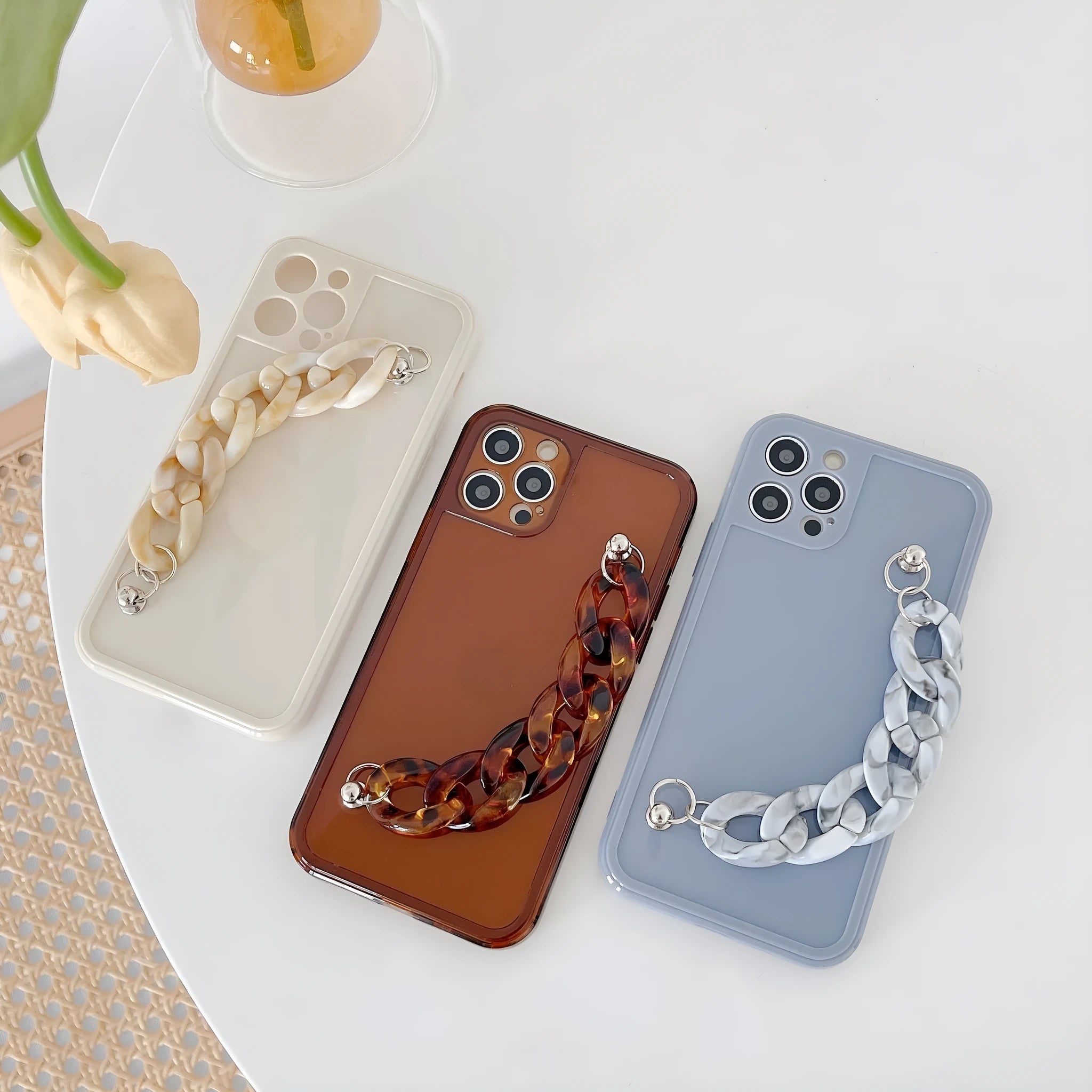 Marble pattern TPU phone case with side lanyard hole for iPhone protection