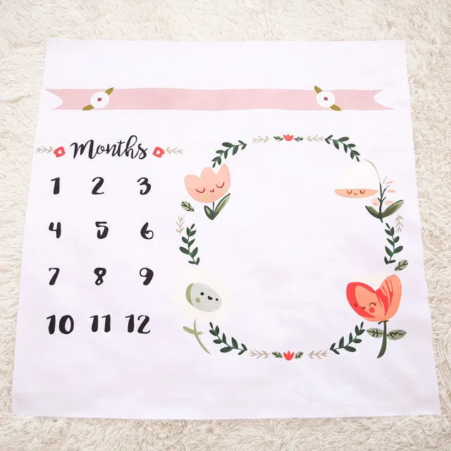 Square white polyester cotton baby blanket showing 100cm size, with colour options A, B, C, D displayed.