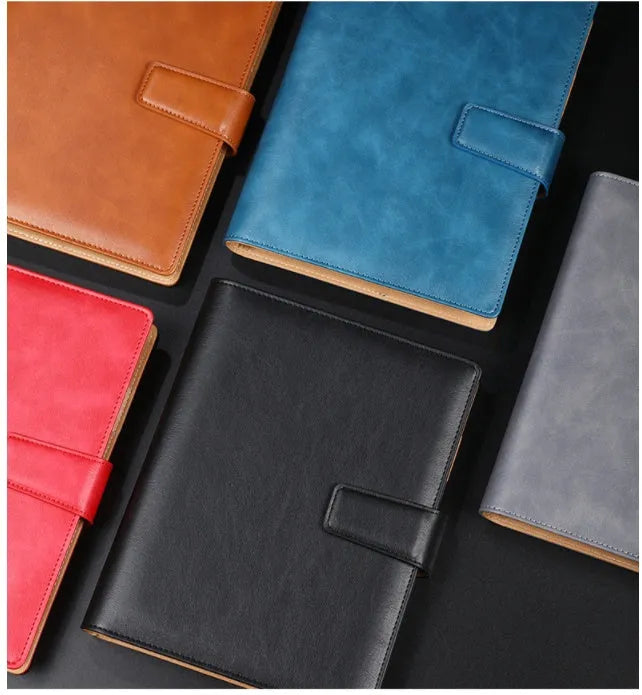 A5 PU leather buckle 6-hole clip notebook in black, 18x23.3cm, with 80 sheets of Daolin paper