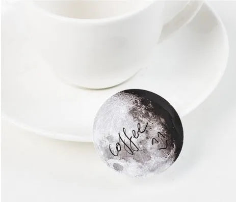 45 piece moon sticker set with crescent moon shapes on paper, 40mm