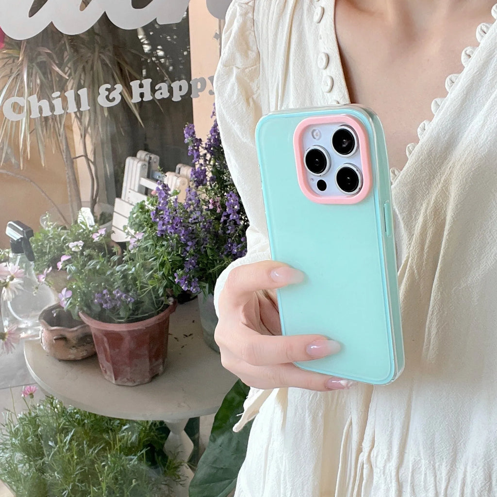 Translucent solid colour TPU jelly phone case for iPhone on a white background.