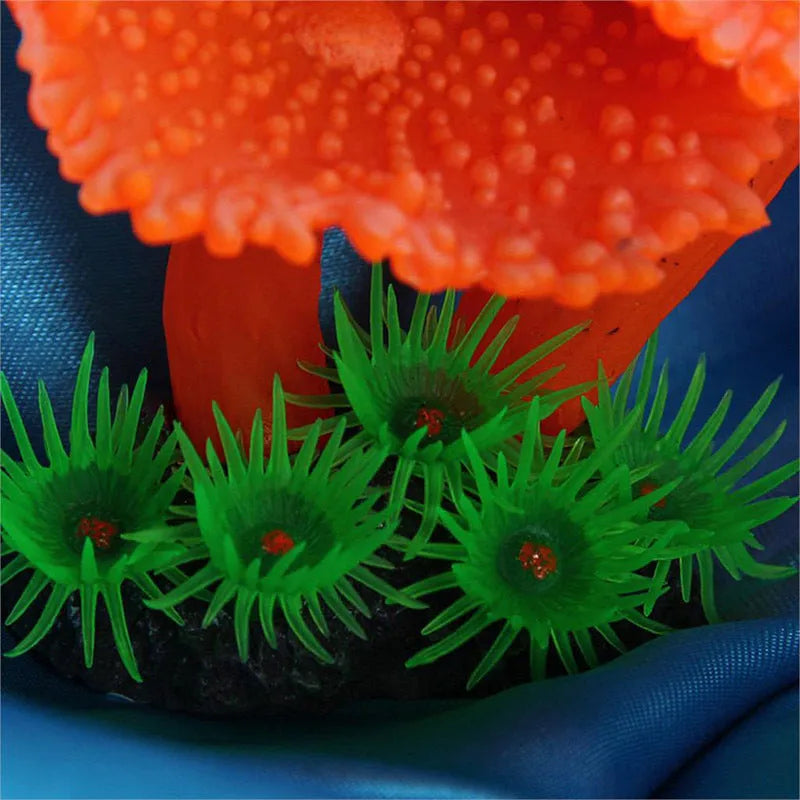 Blue artificial coral plant simulation for aquarium landscaping, 9.5cm size, non-fading decoration