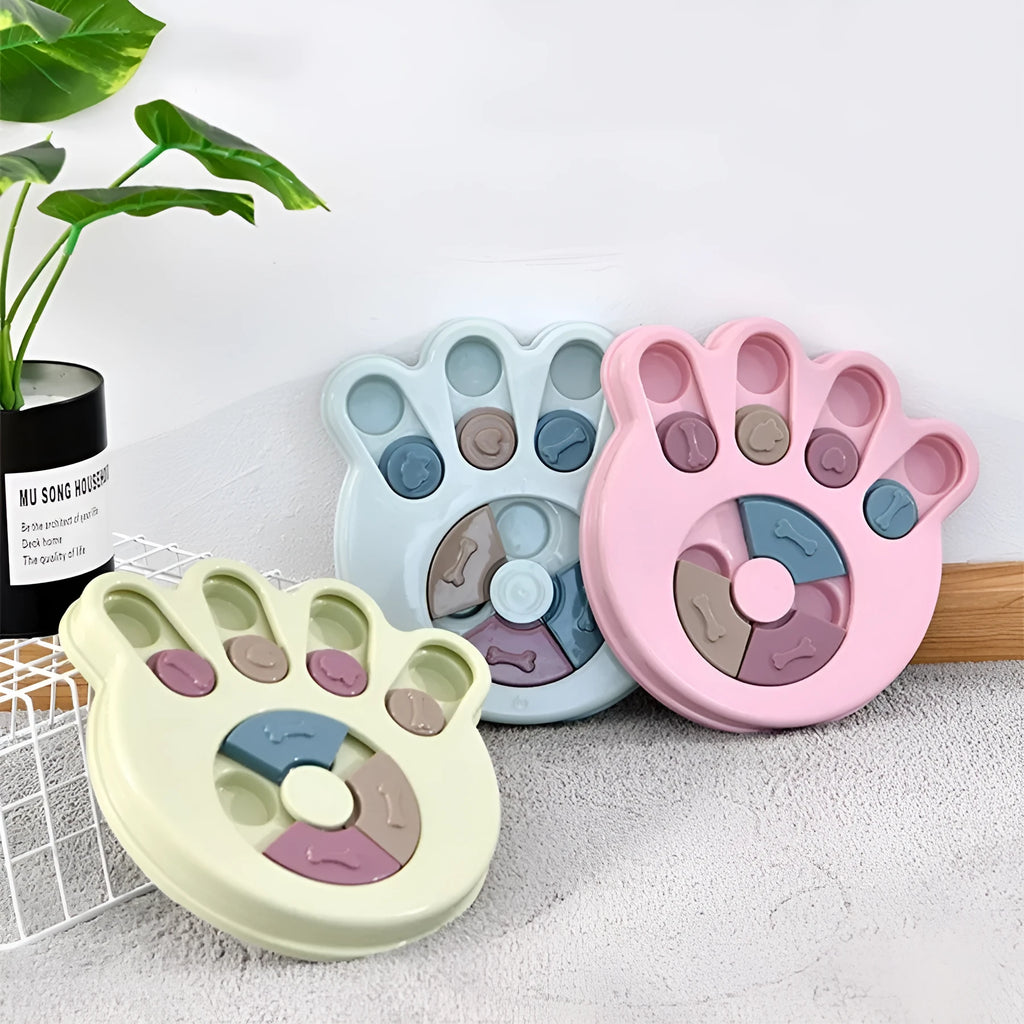 Dog interactive feeding toy in round shape with kibble, blue colour, PP material