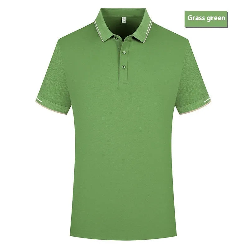 Summer thin modal Solona lapel polo shirt for men in green, slim fit short sleeve casual top
